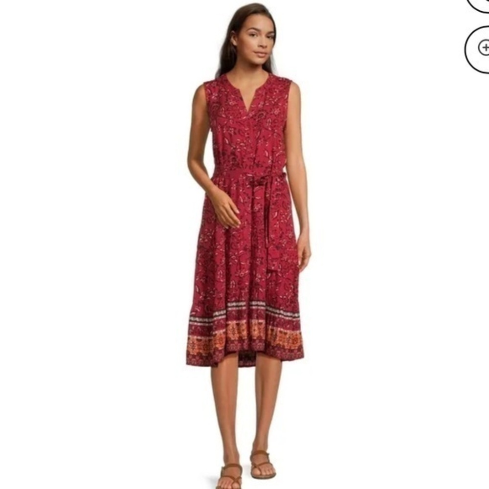 beachlunchlounge Women's Cottagecore Sleeveless Belted Dress, Size M